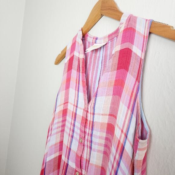 Maeve Anthropologie Pipa Plaid Sleeveless Hi Low Swing Dress - Picture 9 of 14